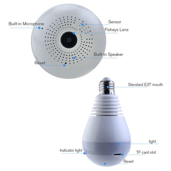 360 degree Wireless IP Camera Bulb+32GB SD