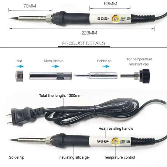 Temperature Adjustable 60W Soldering Iron