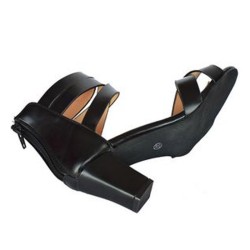Sunshine Ladies Black Block Zip up Heeled Sandals Sunshine Ladies Black Block Zip up Heeled Sandals