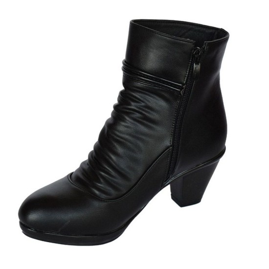 Sunshine Ladies Leather Black Ankle Boots