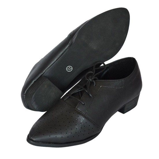 Sunshine Ladies leather Black Pointed Shoes