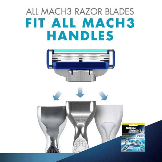 Gillette Mach3 Turbo Manual Shaving Razor Blades 2s Pack Cartridge