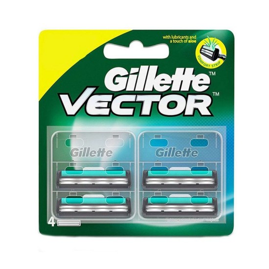 Gillette Vector plus Manual Shaving Razor Blades 4 Cartridge