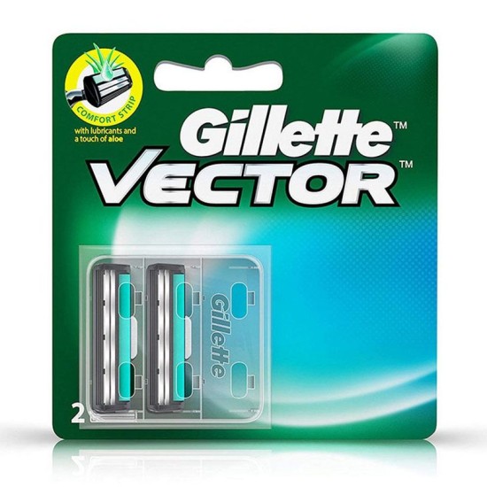 Gillette Vector plus Manual Shaving Razor Blades 2 Cartridge