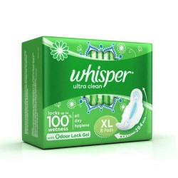 Whisper Ultra Clean Sanitary Pads XL 8 Count Whisper Ultra Clean Sanitary Pads XL 8 Count