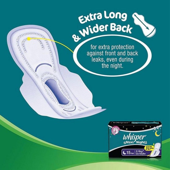 Whisper Maxi Overnight Sanitary Pads - XL Wings 7 Count