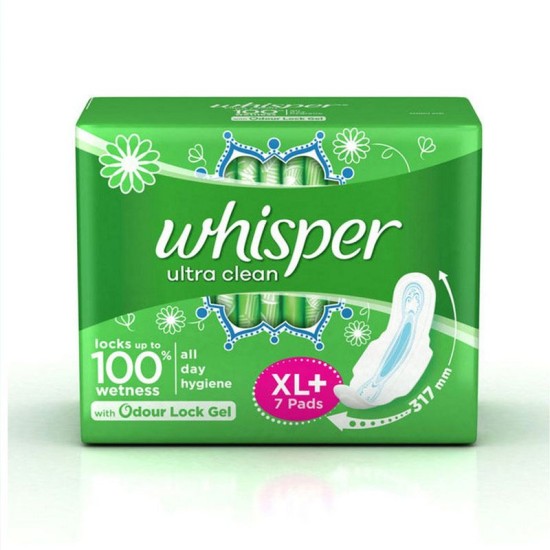 Whisper Ultra Sanitary Pads XL Plus wings 7 Count
