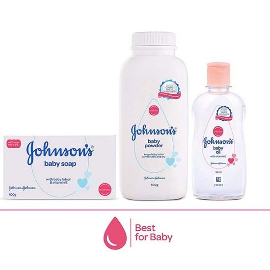 Johnson's Baby Gift Set with Organic Cotton Bib & Baby Comb (5 Piece)