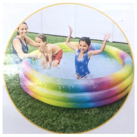Multicolour Swimming Water Pool For Kids - 168 Cm / Inflatable 3 Ring Swim Bath Tub For Children Baby
