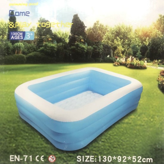 Multicolour Swimming Water Pool For Kids - 130 Cm / Inflatable 3 Ring Swim Bath Tub For Children Baby