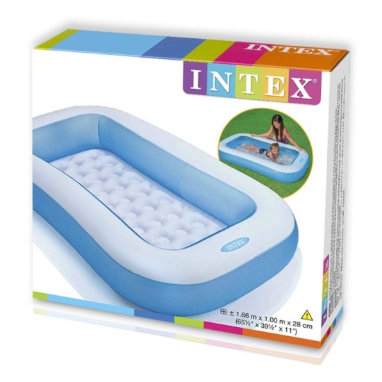 INTEX Swimming Water Pool Rectangle Blue For Kids-166cm / Inflatable Swim Bath Tub For Children Baby