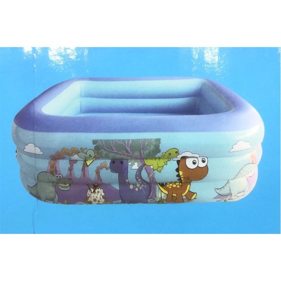 Swimming Water Pool Rectangle Blue For Kids - 150cm / Inflatable 3 Ring Swim Bath Tub For Children Baby