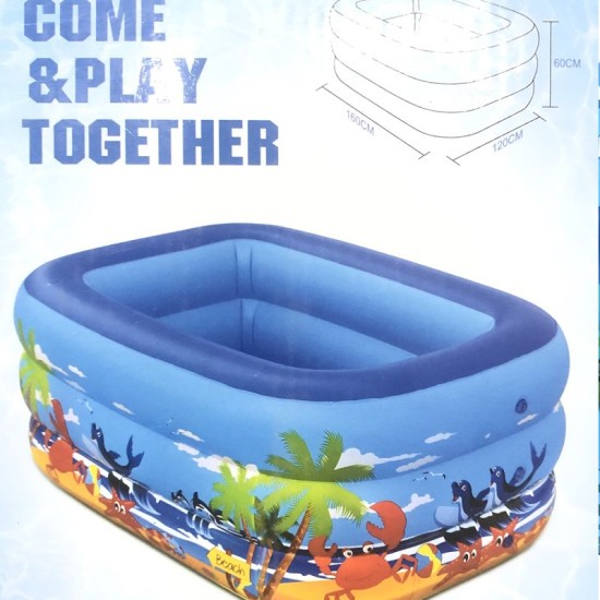 INTEX Swimming Water Pool Rectangle Blue For Kids-210cm / Inflatable Swim Bath Tub For Children Baby