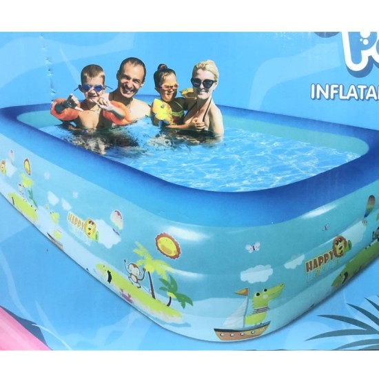 INTEX Swimming Water Pool Rectangle Blue For Kids-210cm / Inflatable Swim Bath Tub For Children Baby