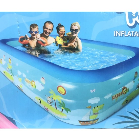 INTEX Swimming Water Pool Rectangle Blue For Kids-185cm / Inflatable Swim Bath Tub For Children Baby