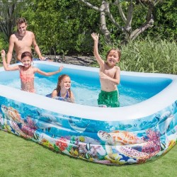 Swimming Water Pool Rectangle Blue For Kids - 305cm / Inflatable 3 Ring Swim Bath Tub For Children Baby Swimming Water Pool Rectangle Blue For Kids - 305cm / Inflatable 3 Ring Swim Bath Tub For Children Baby