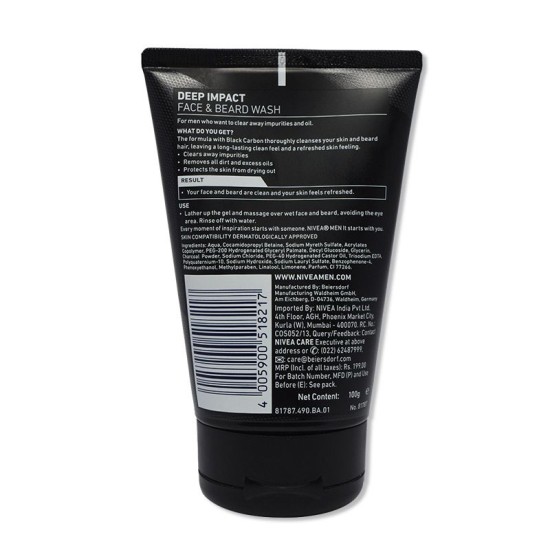 Nivea Men Black Carbon Face & Beard Wash