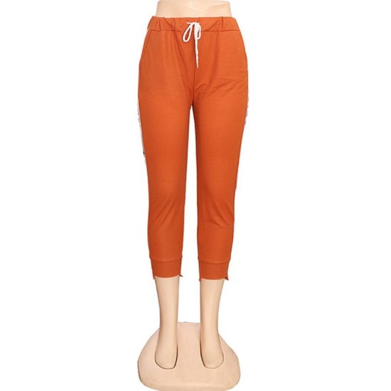 Orange Women Cotton Joggers