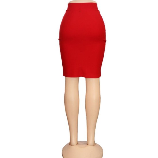 Women Pencil Skirt Zip Closure Front