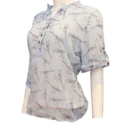 Women Chiffon Floral Printed Blue Shirt Women Chiffon Floral Printed Blue Shirt