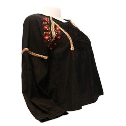 Black Cotton Embroidery Tops Black Cotton Embroidery Tops