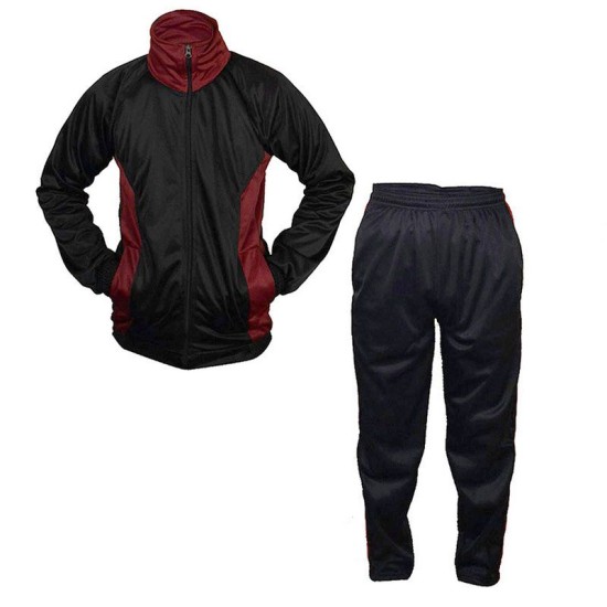 Polyester Tracksuit-Black & Red